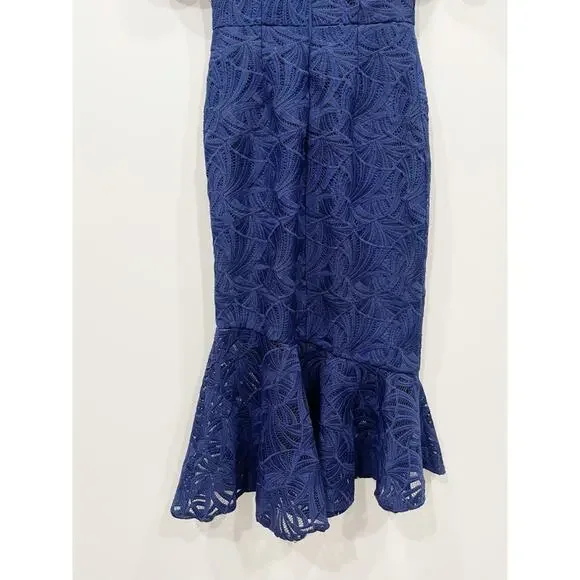 Kay Unger Portia Tea Length Dress in Midnight Blue - Picture 15 of 16